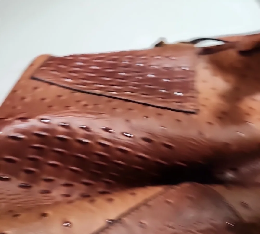 Elegant Brown Faux Ostrich Leather Handbag - Picture 9 of 12